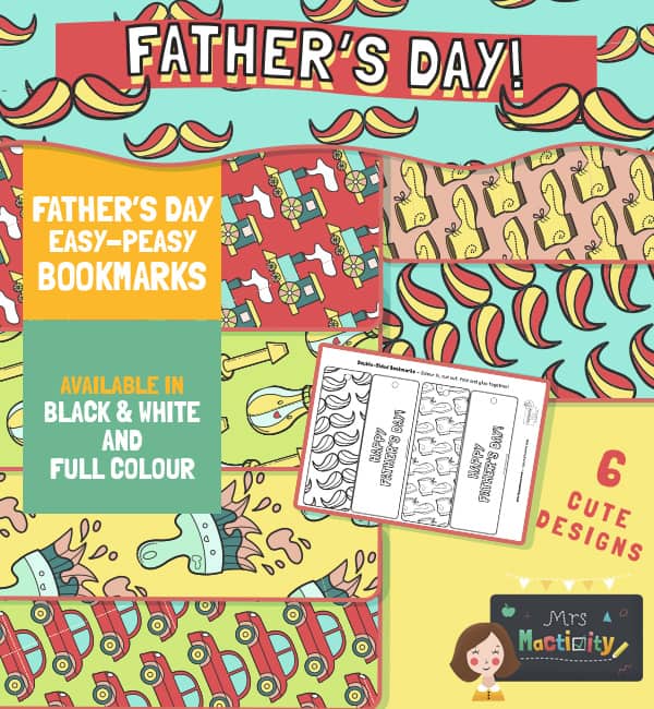 Father s Day Bookmarks Black White Primary Teaching Resources
