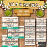 Calm and Natural Classroom Area Labels – Pastel