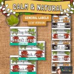 Calm and Natural Classroom Labels - Leaves