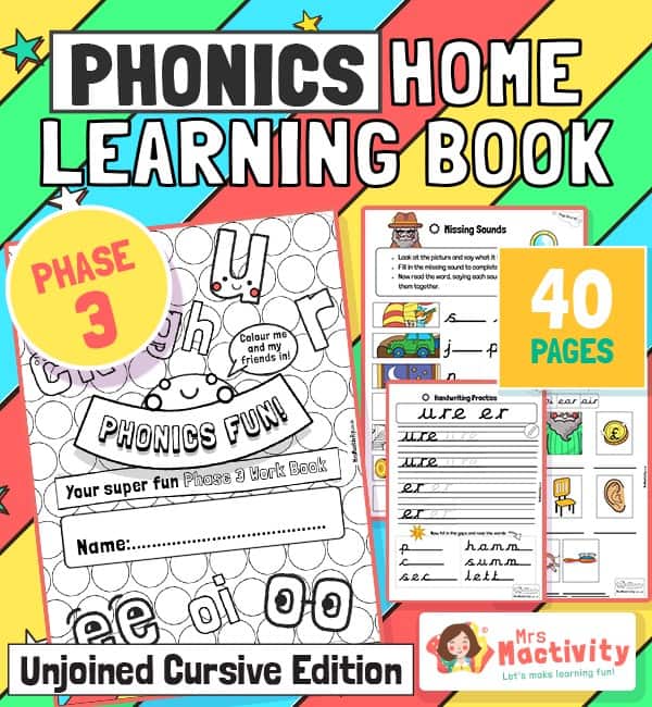 unjoined cursive phonics phase 3 booklet