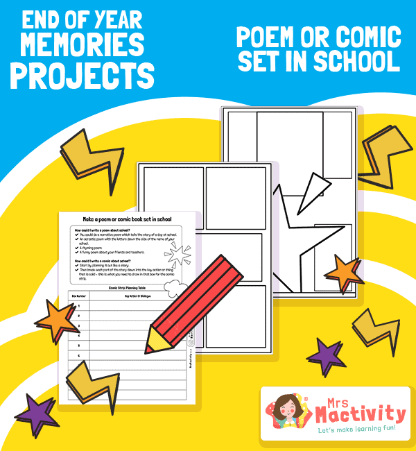 End Of Year Memories Project Comic Book Activity KS1 KS2 End Of 