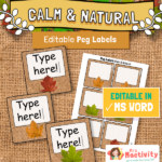 Calm and Natural Editable Peg Labels