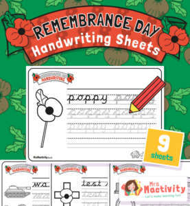 Remembrance Day Handwriting Practice Sheets | Remembrance Day EYFS KS1