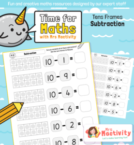 Tens Frame Subtraction From 10 Worksheet | Year 1 Maths