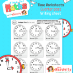 Maths time Time Guess Quarter PAST Worksheet BW