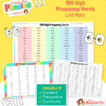 100 High Frequency Word Mats