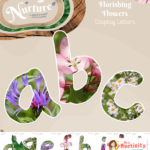 Flower themed display lettering