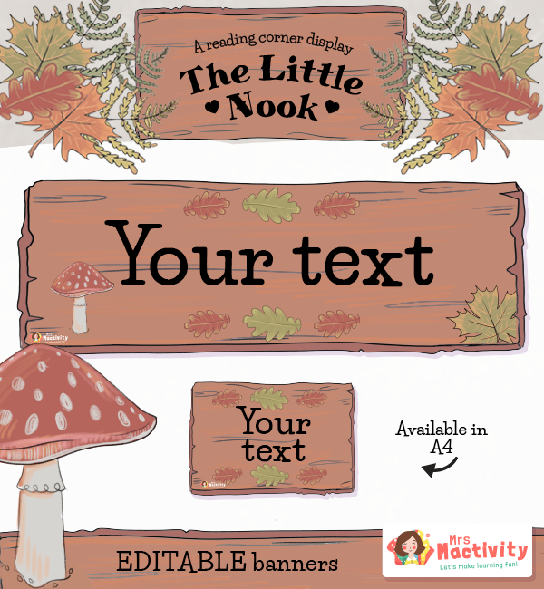 The Reading Nook Reading Corner Editable Display Banners Reading Area
