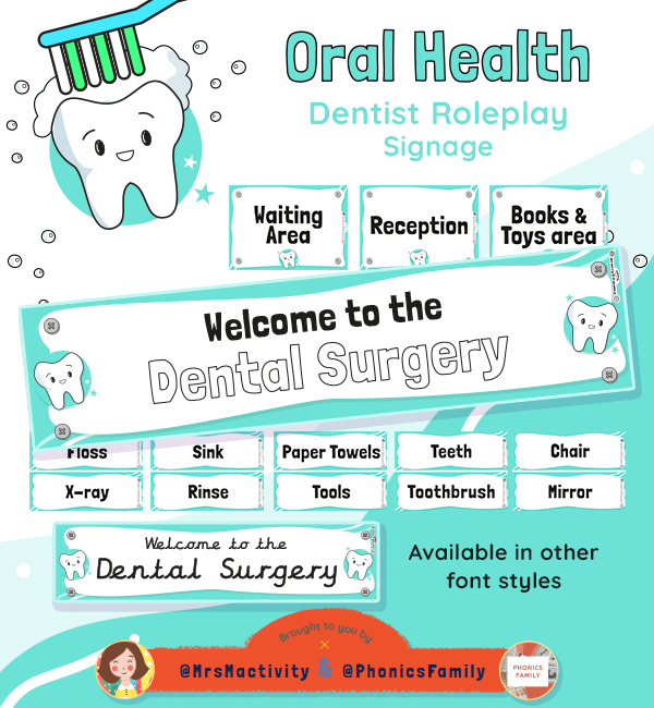 Dentist Role Play Signs Oral Health EYFS Resources