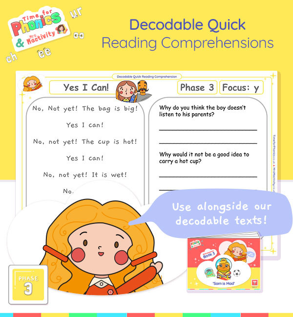 Yes I Can – Decodable Quick Reading Comprehension – Phase 3 Set 7