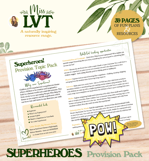 Superheroes Provision Topic Pack - Miss LVT's Range