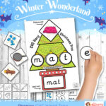 Christmas CVC word tree activity for phonics