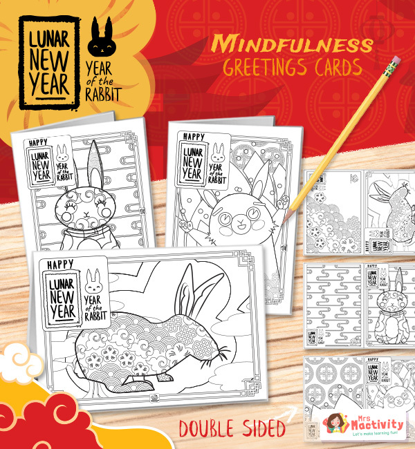 We've done it again! Some fantastic Year of the Rabbit Mindfulness Greeting Cards to use as part of your Lunar New Year topic - ideal for provision areas. 