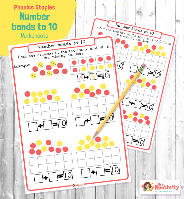Number Bonds To 10 Ten Frame Worksheets Ten Frame Number Bonds Worksheets