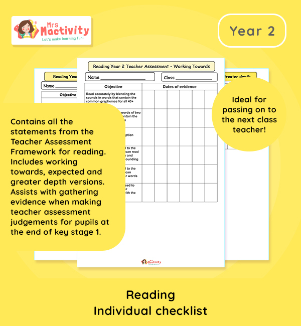TAF Evidence Checklist for Reading | Individual Pupil Version