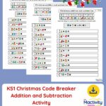 KS1 Christmas code breaker addition and subtraction activity worksheet