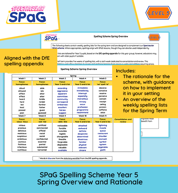 Spelling Strand Year 5 – Spring Term – Overview and Rationale