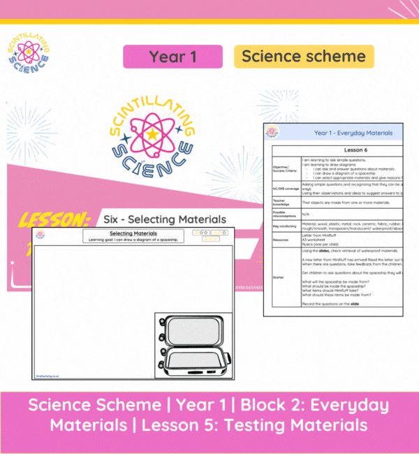 Year 1 selecting materials lesson