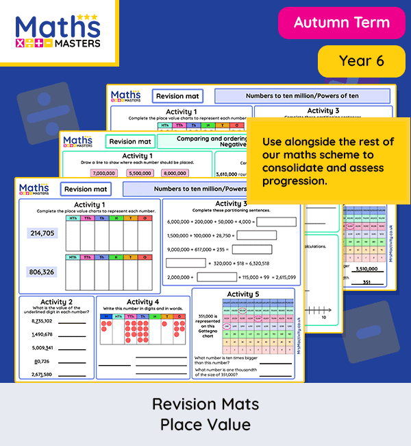 Year 6 place value revision mats with rounding and Gattegno charts