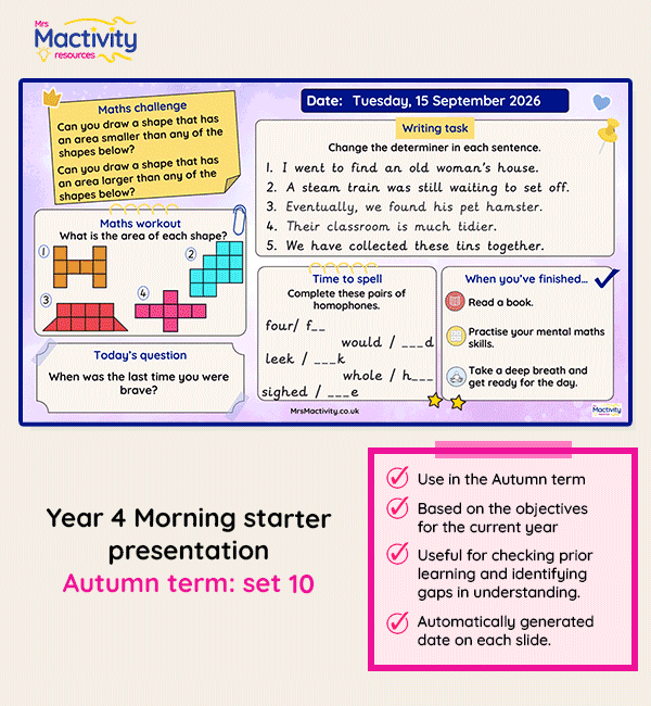 Year 4 morning starter presentation Autumn set 10