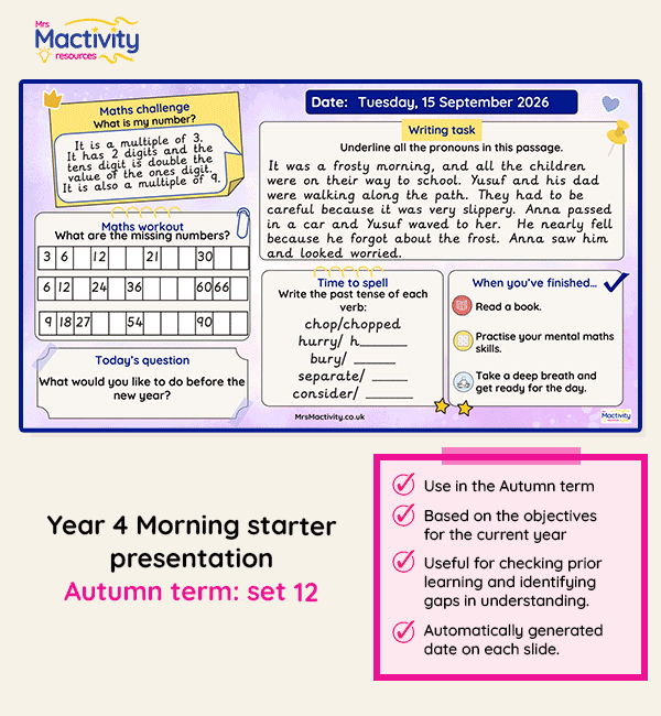Year 4 morning starter presentation Autumn set 12