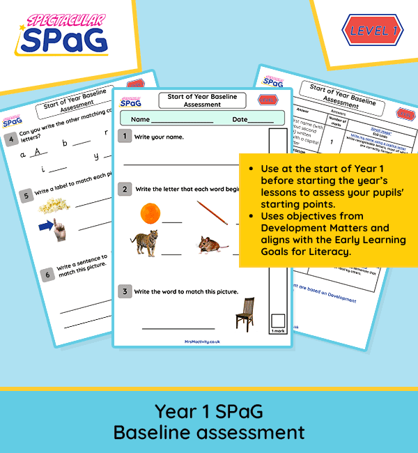 Year 1 SPaG baseline assessment for start of Autumn term – Development Matters aligned