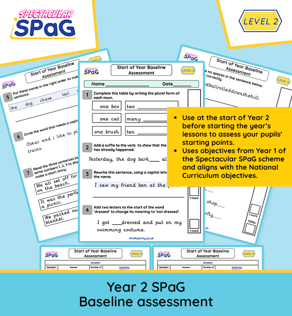 Year 2 SPaG baseline assessment for Autumn term – National Curriculum aligned