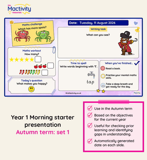 Year 1 morning starter presentation Autumn set 1