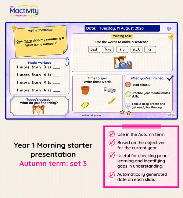 Year 1 morning starter presentation Autumn set 3