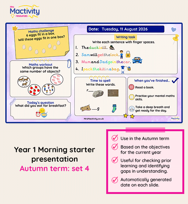 Year 1 morning starter presentation: Autumn set 4