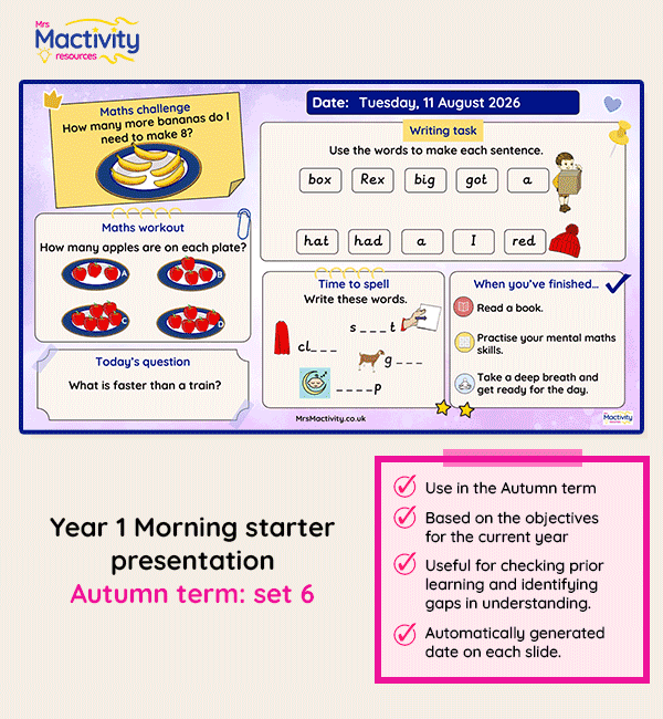Year 1 morning starter presentation Autumn set 6