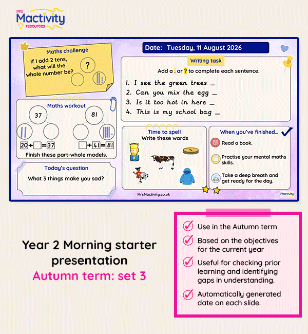 Year 2 morning starter presentation Autumn set 3