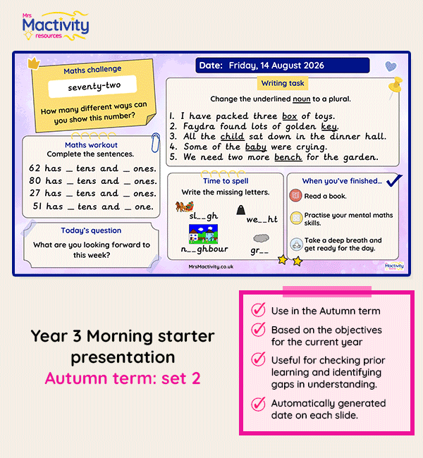 Year 3 morning starter presentation Autumn set 2