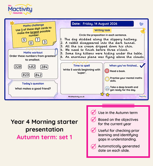 Year 4 Morning Starter Presentation: Autumn Set 1