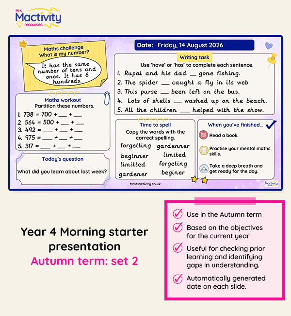 Year 4 morning starter presentation Autumn set 2