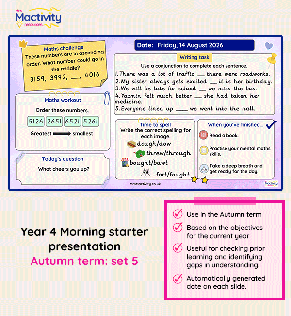 Year 4 morning starter presentation Autumn set 5