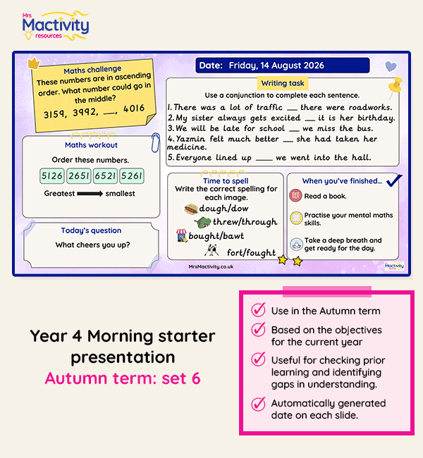 Year 4 morning starter presentation Autumn set 6
