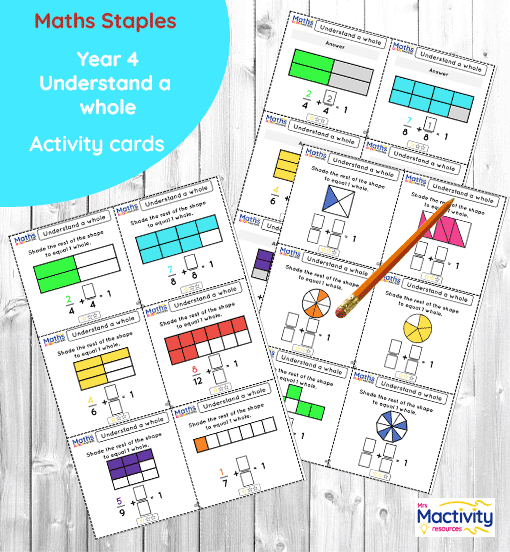 Year 4 Understand a Whole Activity Cards – Fractions Resource