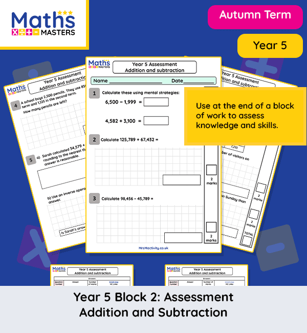 Year 5 addition and subtraction assessment Autumn Block 2