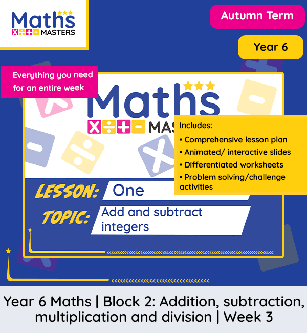 Year 6 Autumn Block 2 Week 3 addition and subtraction lesson pack with worksheets, slides and planning aligned to White Rose Maths
