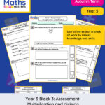 Year 5 Maths Masters multiplication and division assessment – covers factors, multiples, prime, square and cube numbers, and multiplying and dividing by 10, 100 and 1,000. Includes answer sheet for quick marking.