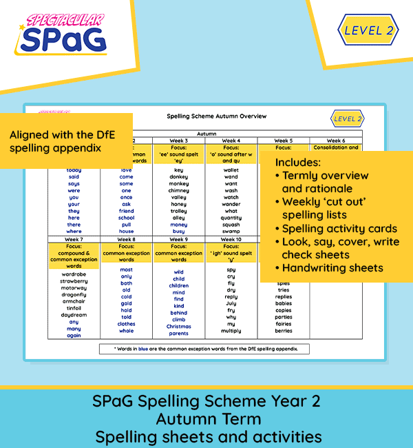 Year 2 spelling strand Autumn resources