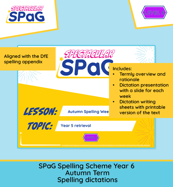 Year 6 spelling strand autumn dictation tasks