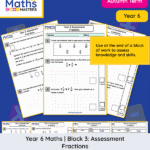 Year 6 fractions assessment covering equivalent, comparing, ordering, addition and subtraction
