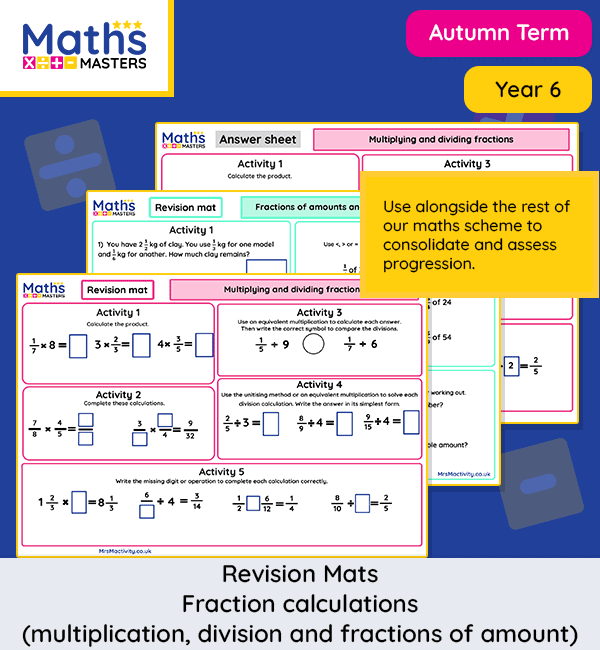 Year 6 fractions revision mats Autumn Block 4