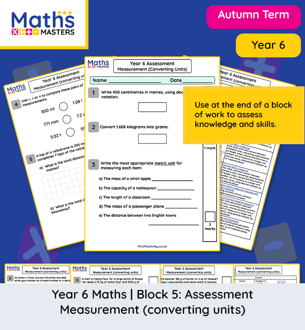 Year 6 measurement converting units assessment worksheet