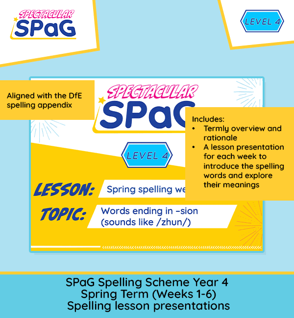 Year 4 spring spelling lesson presentations Weeks 1–6