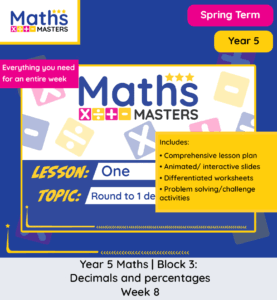 Year 5 decimals and percentages assessment paper with rounding and equivalence questions