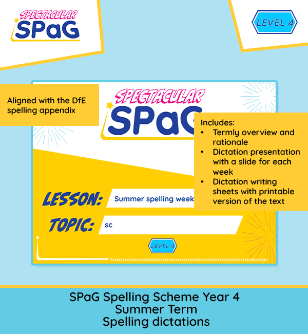Year 4 summer spelling dictation tasks KS2 spelling sentences and weekly passages