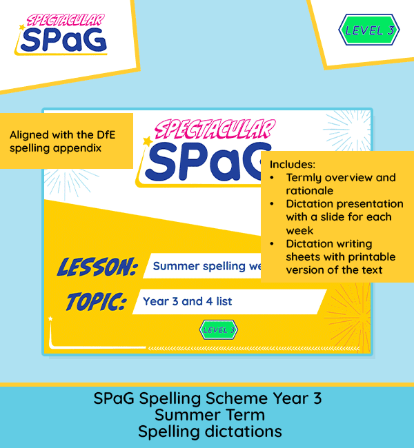 Year 3 summer spelling dictation tasks KS2 spelling sentences and weekly passages